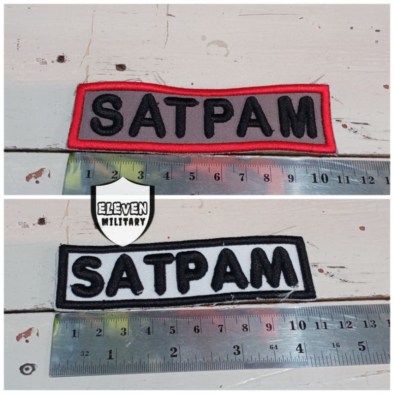 BORDIR TIMBUL TULISAN SATPAM LIS MERAH/WARNA HITAM PUTIH