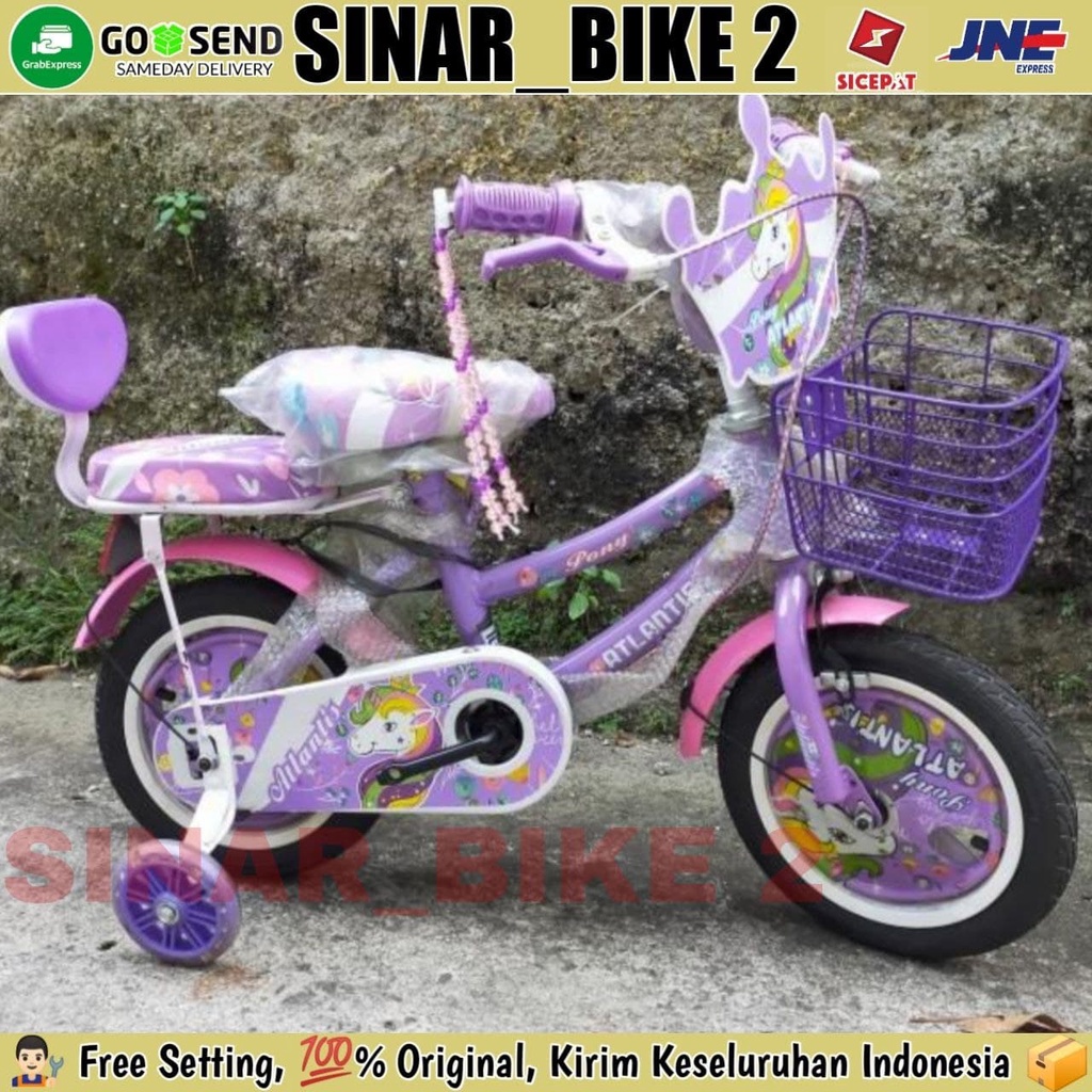 Sepeda Mini Anak 12Inch Atlantis Edisi Kuda Pony Boncengan Keranjang