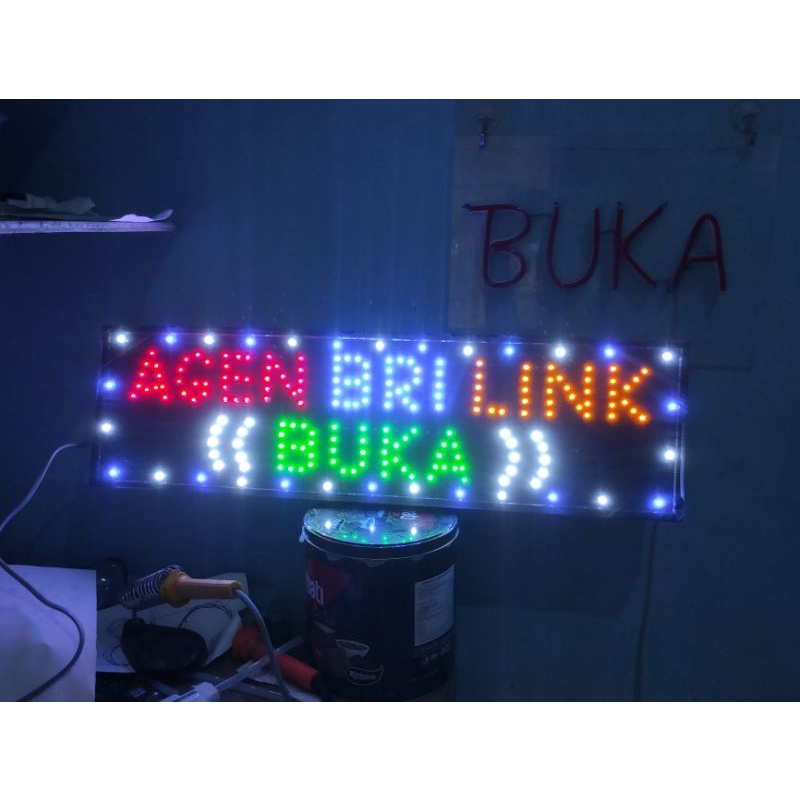 tulisan lampu led sign AGEN BRI LINK BUKA new