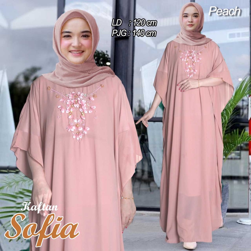 Funie Kaftan Sofia Bahan Ceruty Payet Bunga Jumbo All Size