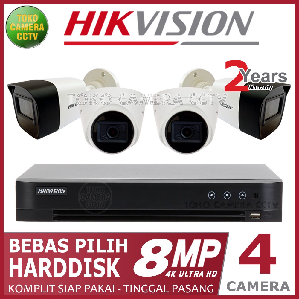 PAKET CCTV HIKVISION 8MP 4 CHANNEL 4 KAMERA