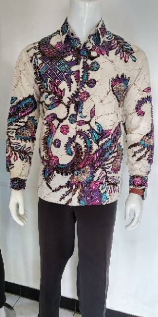 BSWART Batik HRB026 Kenongo Hem Pendek Padi Pekalongan M L XL Batik Pria MURAH Modern Grosir