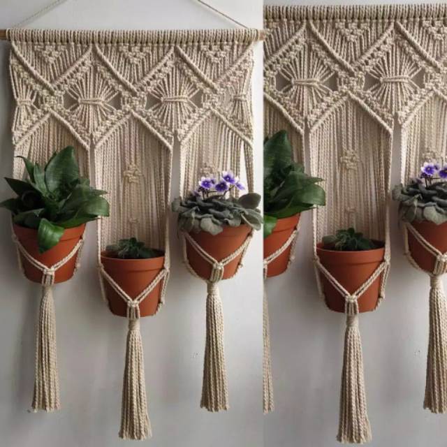 READY STOK) macrame pot gantung/ macrame plant hanger (POT 017)