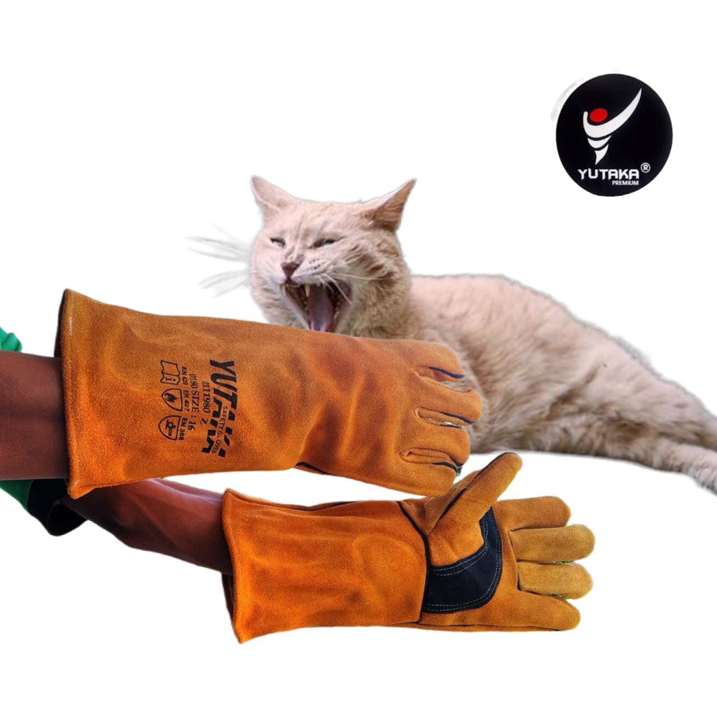 Sarung tangan Las Kulit yutaka Anti Gigitan Binatang 16 inch Safety Glove murah/sarung tangan las kulit yutaka 16inch terlaris