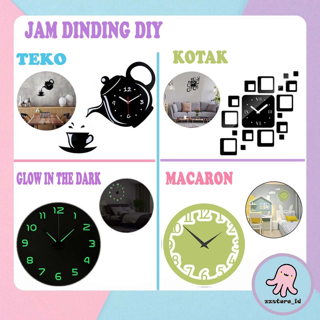 Jam Dinding Tempel DIY analog 3D Giant Modern Clock / Jam Dinding Rumah Stiker Tempel Aesthetic