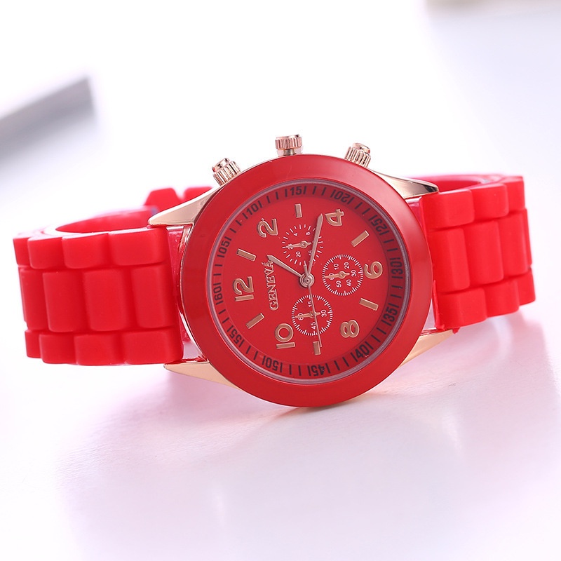 Jam Tangan Wanita Chrono 3 Mata Silicone Candy Model Korea