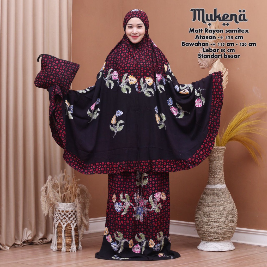 Mukena Batik Cap Encim Asli Pekalongan Bahan Rayon Super Mukenah Dewasa