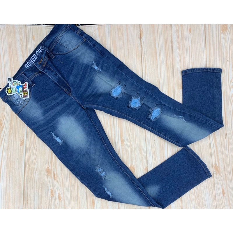 Celana Jeans panjanh Sobek  pria Distro Original Strech Romeo stret korean boyfriend jeans Import terbaru