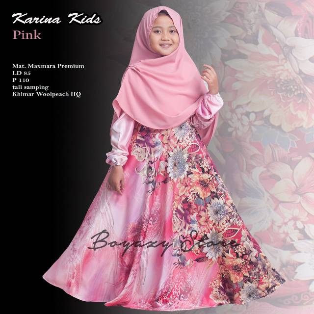 Gamis + Qimar Kids Karina Syari Ori Boyazy Longdress Maxi Bahan Maxmara