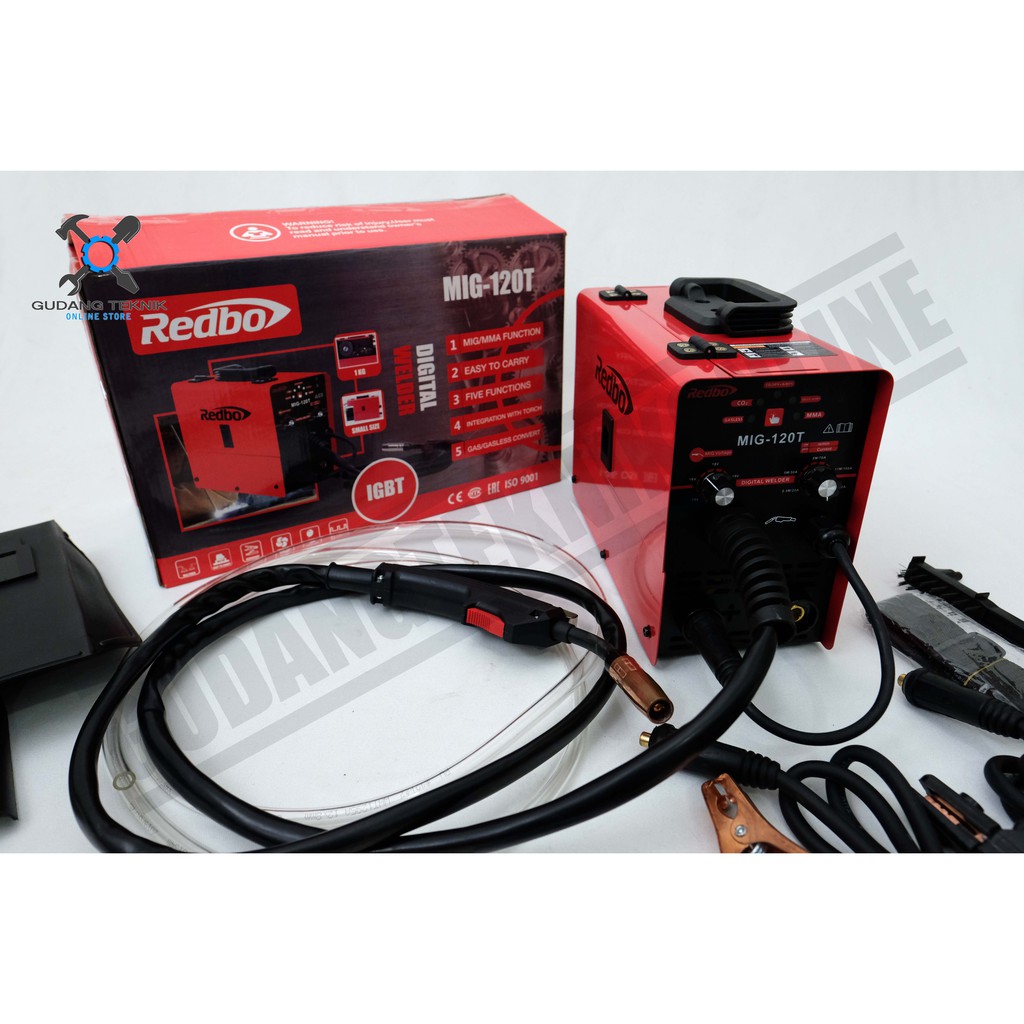 Mesin Las Redbo MIG 120 T / Mesin Las CO Flux Core Redbo MIG 120A Tanpa Gas CO2+KAWAT LAS REDBO