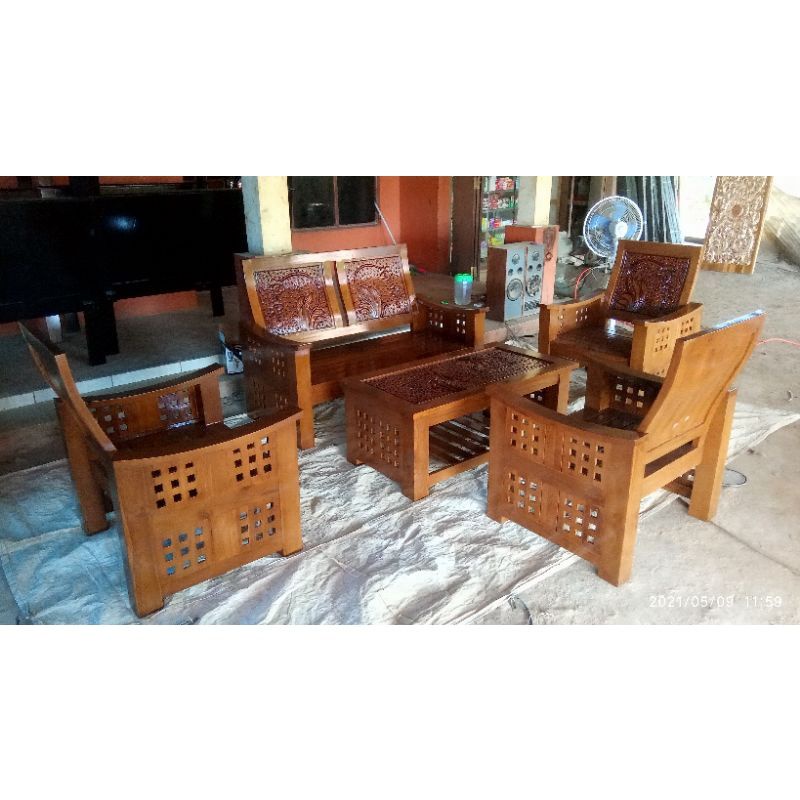 kursi tamu minimalis / kursi tamu jokowi kayu jati jepara