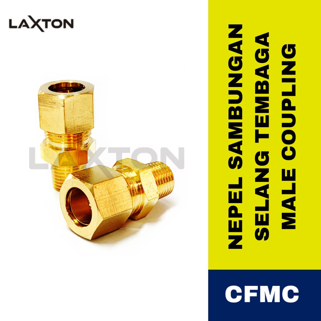 Compression Fitting Nepel Sambungan Selang Tembaga Male Coup 1/4