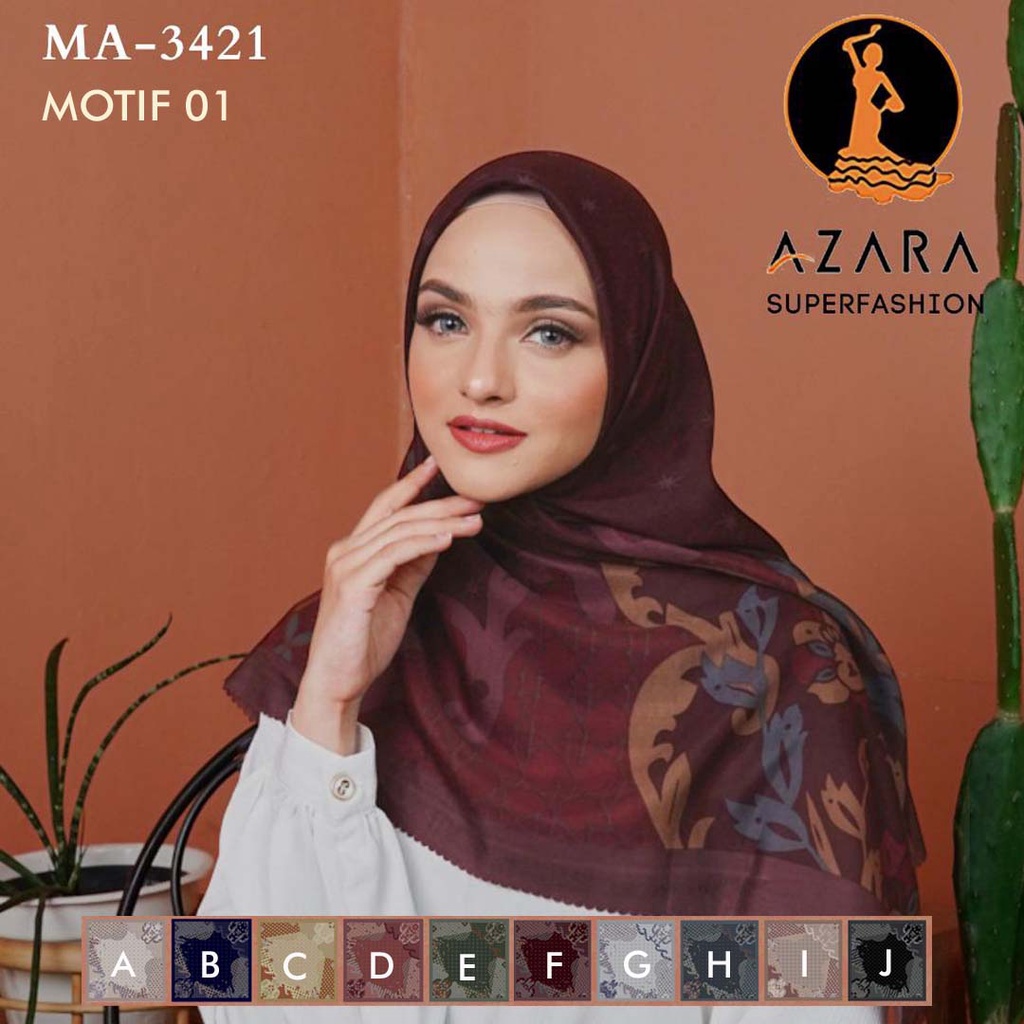 Hijab Segi Empat Azara Oregano Motif LC