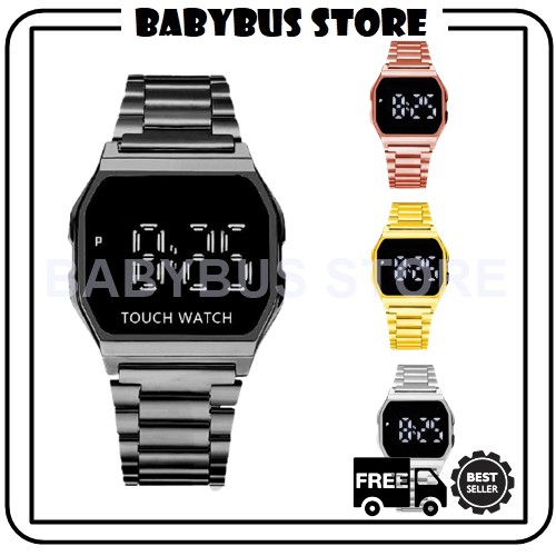 BBS J020 Jam Tangan Digital Led Touch Screen Anti Air Strap Stainless Steel Untuk Pria / Wanita