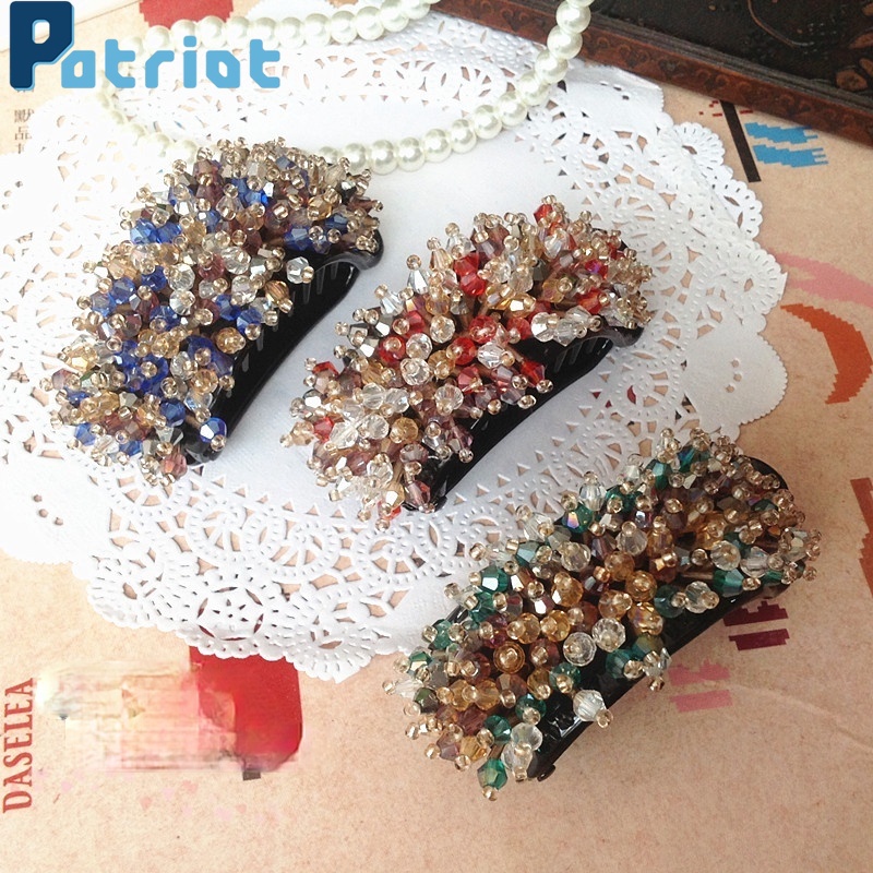 1Pc Korean Acrylic Colorful Crystal Rice Bead Twist Ball Head Hair Clip For Women's