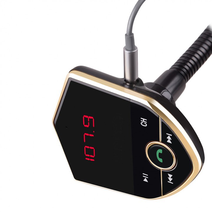 Car Charger 602E Professional Bluetooth MP3 Player Handsfree Dual USB - Gold and Silver