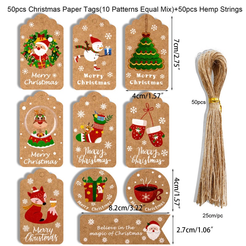 Zzz Set Tag Label Gantung Desain Snowman / Santa / Rusa Untuk Dekorasi Pohon Natal