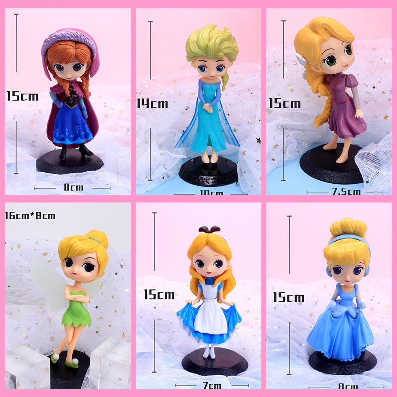 1pc Action Figures Kartun Disney Princess Cinderella Alice Anna Elsa Bahan PVC Untuk Dekorasi Kue