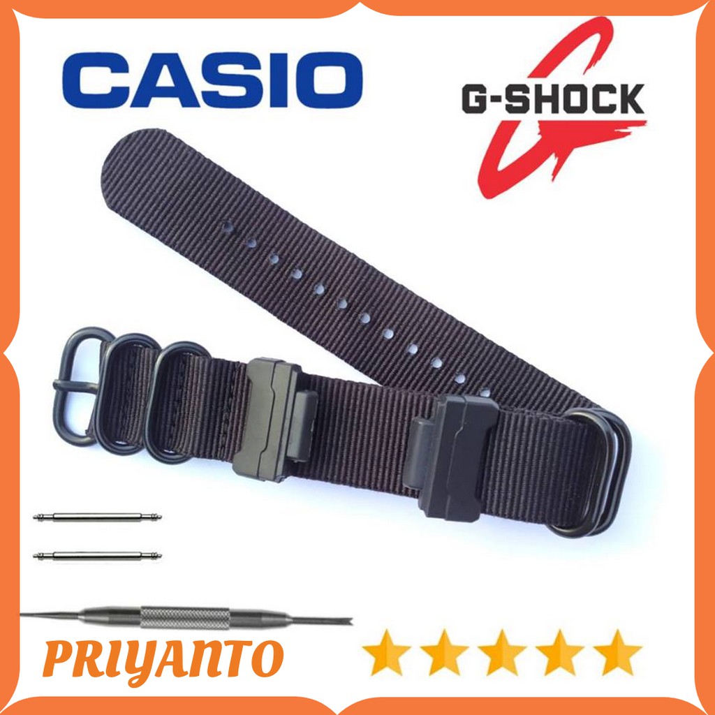 Nylon Zulu Watch Strap Tali Jam Casio G-Shock Nato Adapter Adaptor Full Black