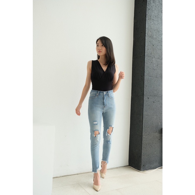 Kadaka B-0122 Highwaist Skinny Ripped Jeans Stretch Premium