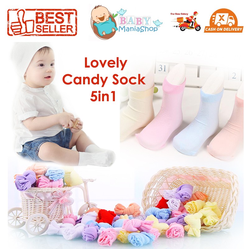 Kaos Kaki Anak Lovely candy sock 1 set isi 5 Baby Socks 5in1 Kids Sock Kaus Kaki Sepatu