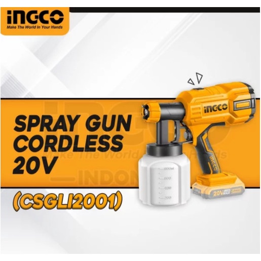 Mesin Semprot Cat Spray Gun Cordless INGCO CSGLI2001 Spraygun Battray