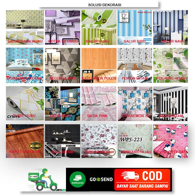 Wallpaper Stiker Dinding Motif Salur hijau | Walpaper dinding Kamar Tidur | Wallpaper Ruang tamu |G5