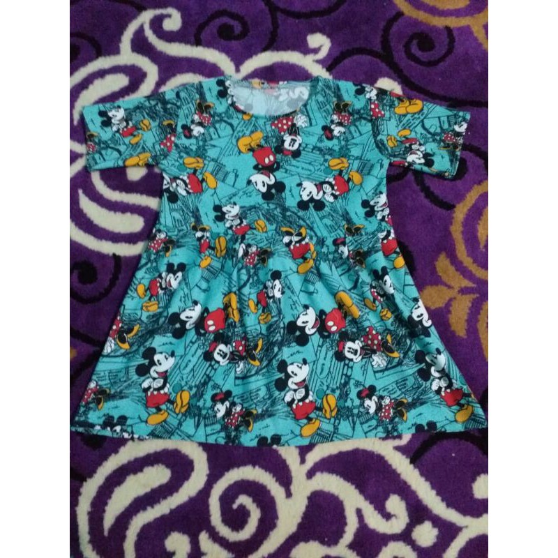 Dress / Daster Anak Mickey Mose 4,5,6,7,8,9 tahun Bahan Baby Terry