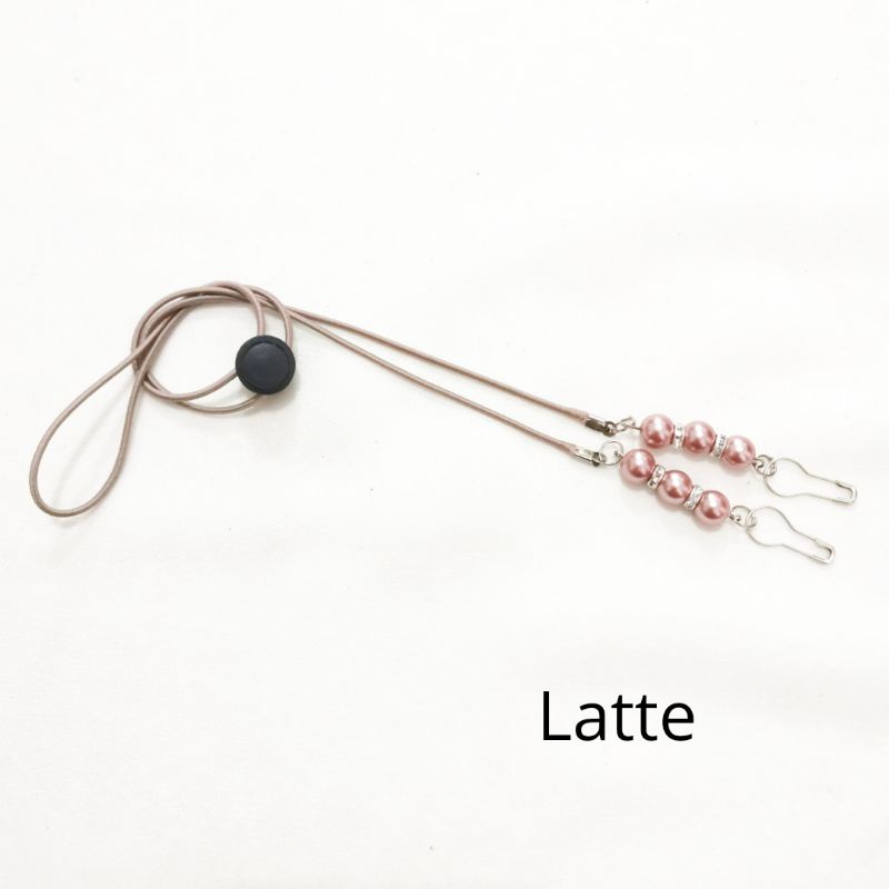 KALUNG MASKER 2 IN 1 MUTIARA / KONEKTOR SEKALIGUS STRAP MASKER HIJAB-KM Latte