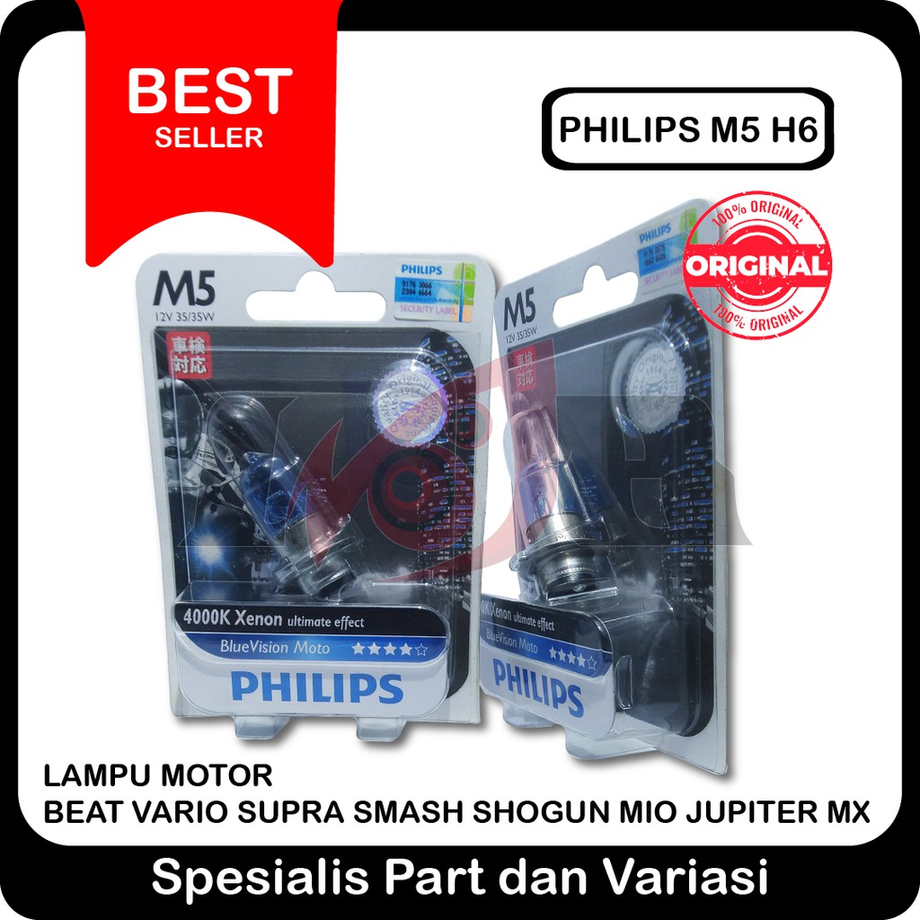 Philips BlueVision Bohlam Lampu Halogen Motor Blue Vision M5 Philip 25w 35w
