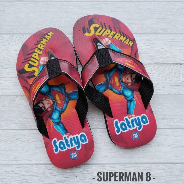 SANDAL CUATOM NAMA KARAKTER SUPERMAN ANAK/DEWASA FREE CUSTOM SUKA SUKA