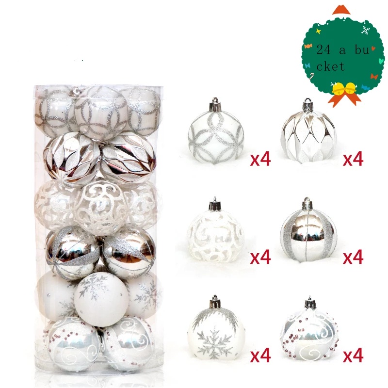 [Christmas Home Decoration Products] [24 Pcs Christmas decoration ball ][Red Gold Color Painted Ball Decoration Christmas Tree Pendant] [Xmas Home Decor Accessories]