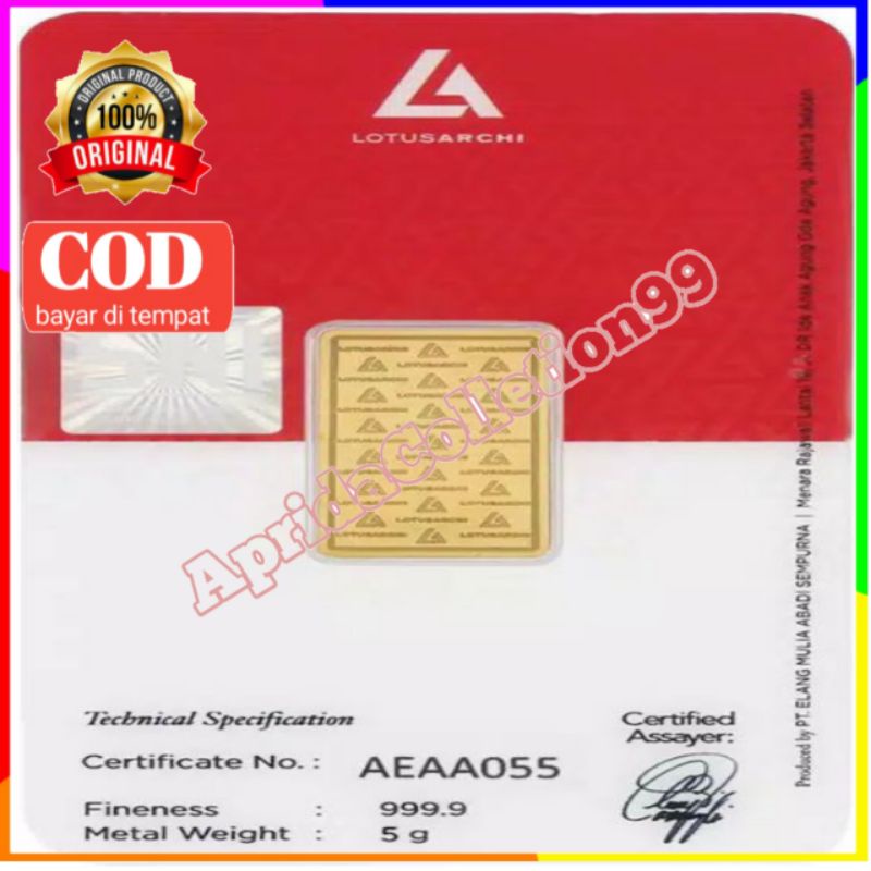 Emas Logam Mulia Lotus Archi 5Gram Original BARCODE