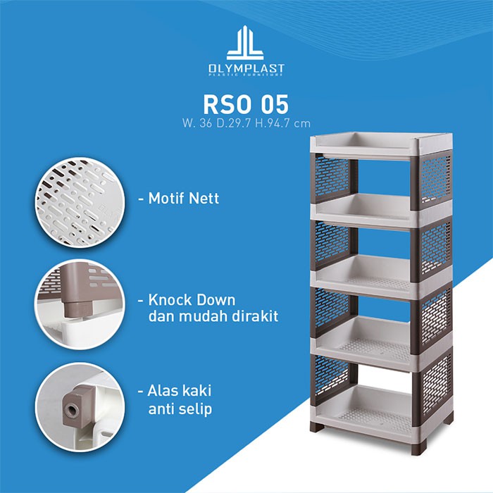 RAK SUSUN PLASTIK / RAK BUKU / RAK SERBAGUNA OLYMPLAST RSO-05 / RSO 05 / RSO05