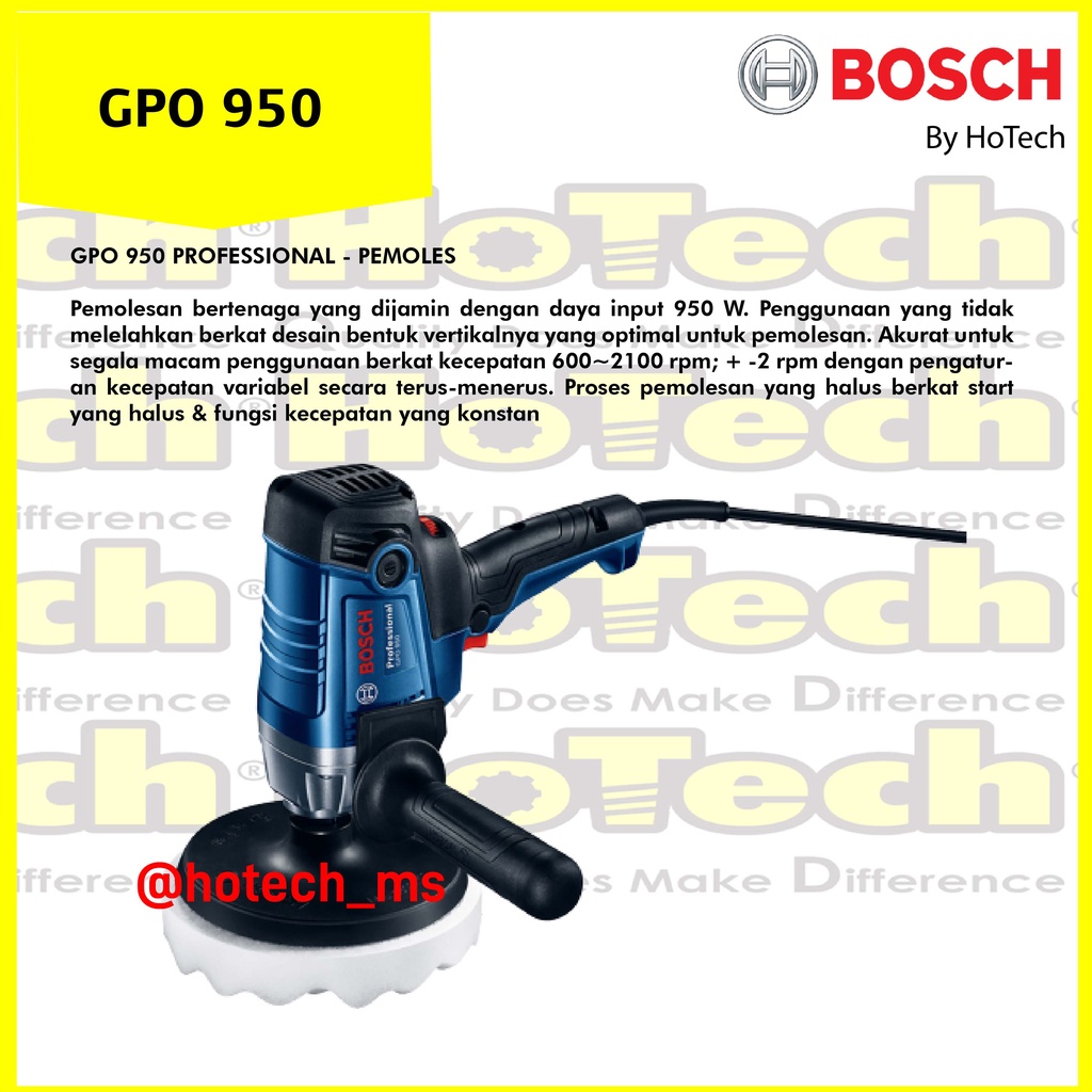 Bosch Polisher GPO 950 | Mesin Poles Listrik GPO 950 Professional | Mesin Pemoles Tangan 7" Bosch GP