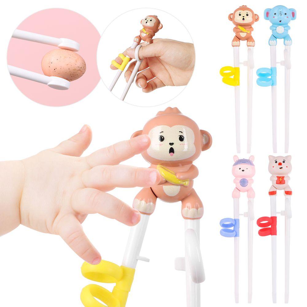 CHOOKYY 1pasang Sumpit Belajar Kartun Bayi Anak Pemula Chopstick