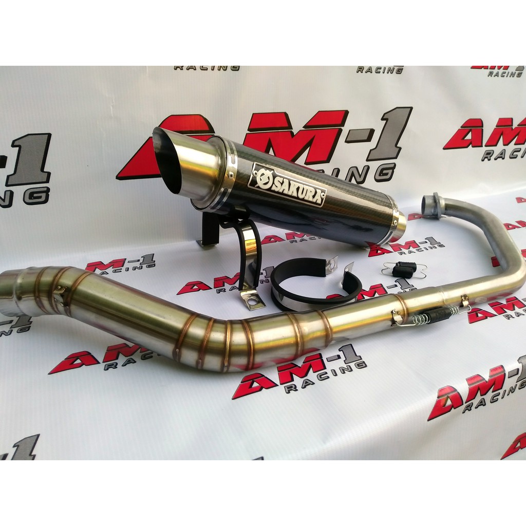 KNALPOT RACING SAKURA CARBON R15 VVA V2 V3 NEW OLD vixion tiger megapro revza cbr150 cb150 gsx dll