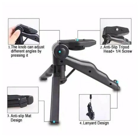 Tripod Handle Mini Gagang Portable Tripod Folding 2 in 1 HP Smartphone