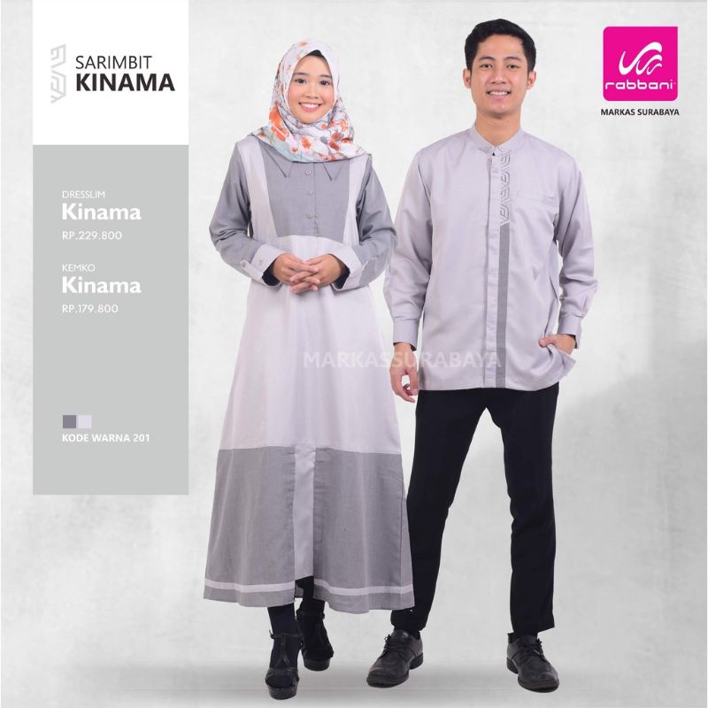 DRESSLIM DAN BAJU KOKO SARIMBIT KINAMA RABBANI ORIGINAL