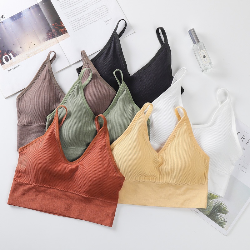 MURHOL Bra Wanita Pakaian Dalam V Neck Tanpa Kawat Fashion - BH1