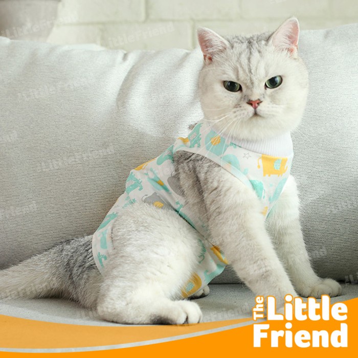 Baju Kucing Anjing Recovery Pasca Operasi Steril Cover Belly Bergambar