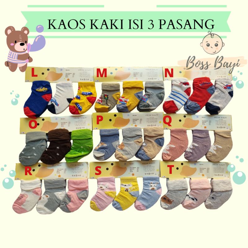 WINTEKU - Kaos Kaki Bayi 0-6bulan (1 Set isi 3 Pasang)