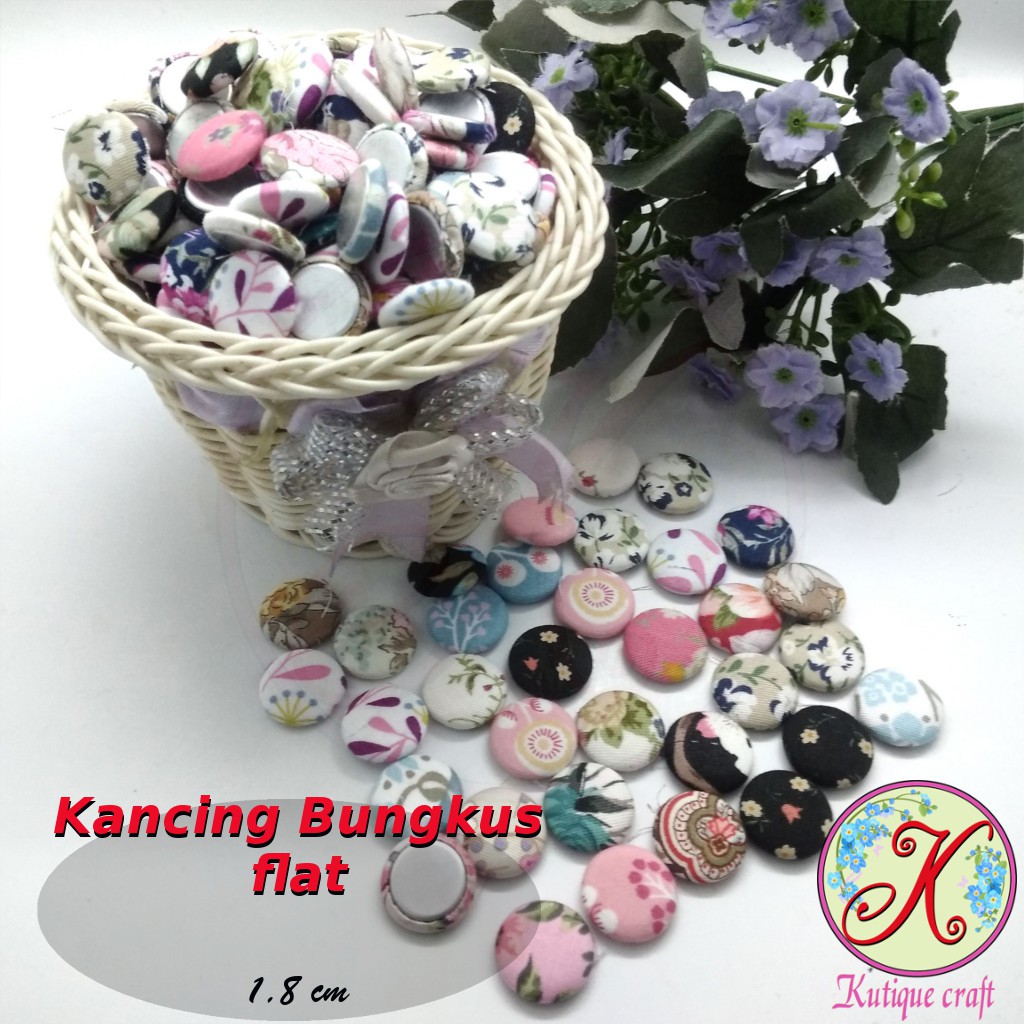 Kancing Bungkus Flat 1,8cm Motif per 100 pcs