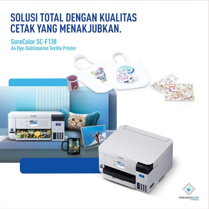 Epson SureColor SC-F130 A4 Dye-Sublimation Textil Printer 4 Warna Garansi 1 Tahun/6000 Lembar mana yang lebih dulu