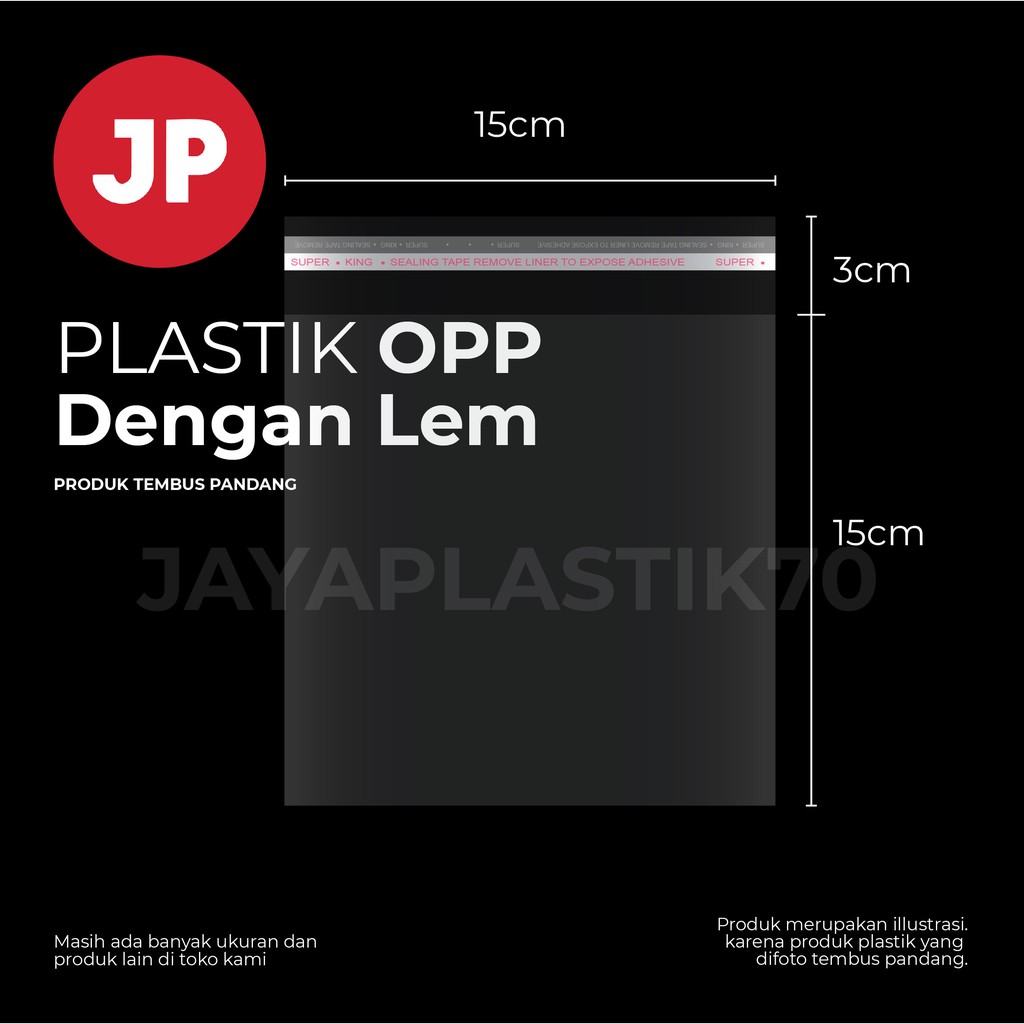 Plastik OPP LEM Ukuran 15x15cm +3cm(LEM) 100pcs/Pack opp roti , souvenir , aksesoris