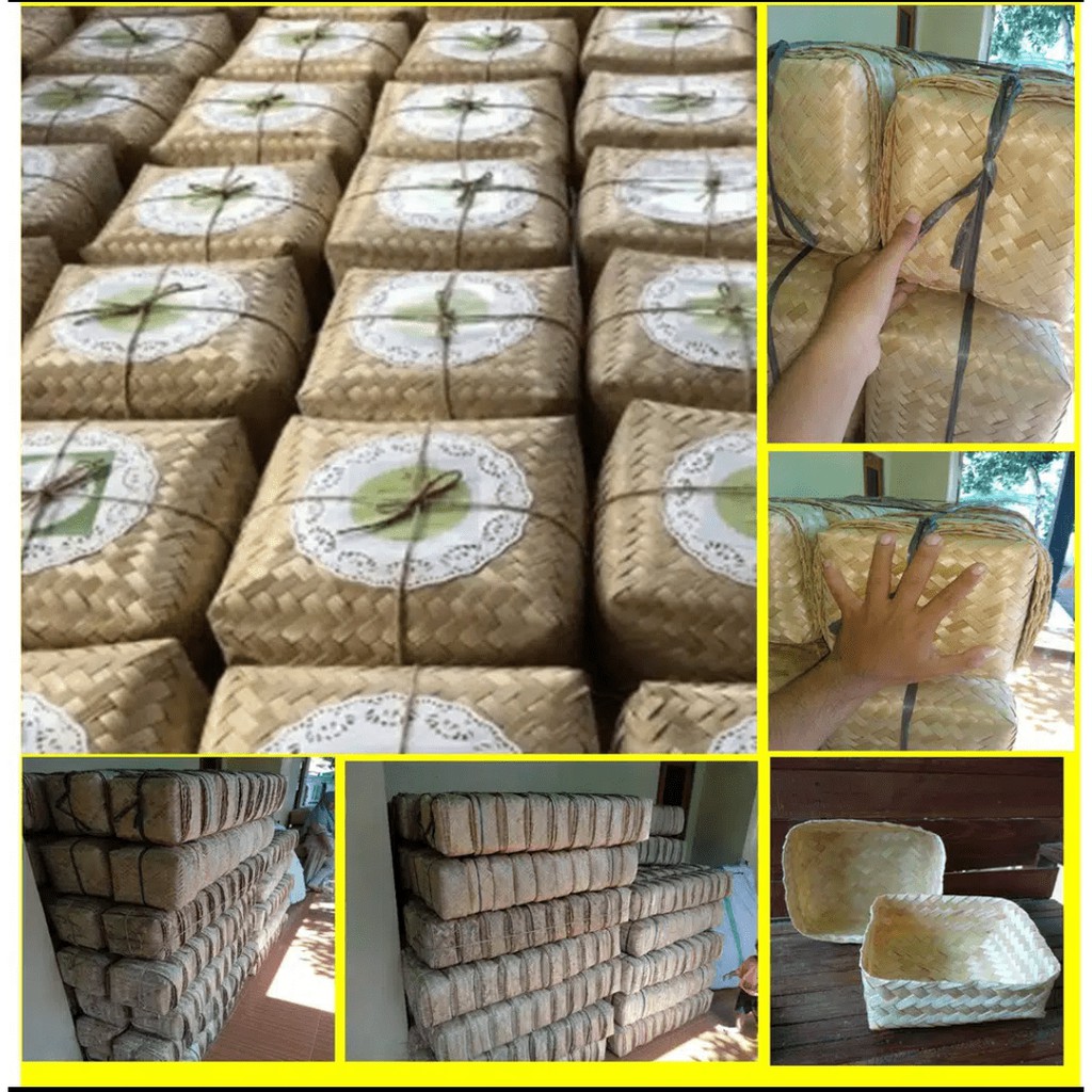 

[ Halodul ] Besek Bambu Ukuran 18x18 cm Wadah Anyaman Bambu Free Tali | besek bambu hampers kotak hantaran lebaran