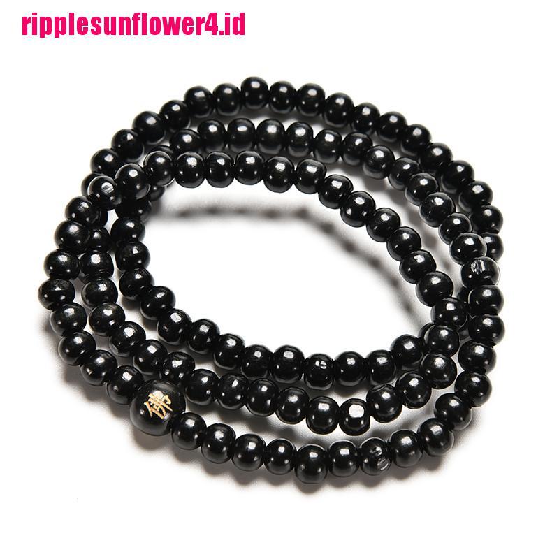 Gelang Meditasi Buddha Bahan Kayu Cendana Warna Hitam Ukuran 6x108