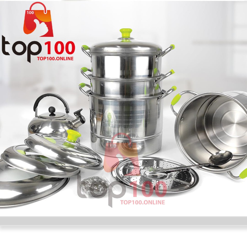 TOP100 - Panci Kukus Ikan Bapkao Siomay Steamer Stock Pot Dandang Sop Soup Pot Steamer Set Stainless