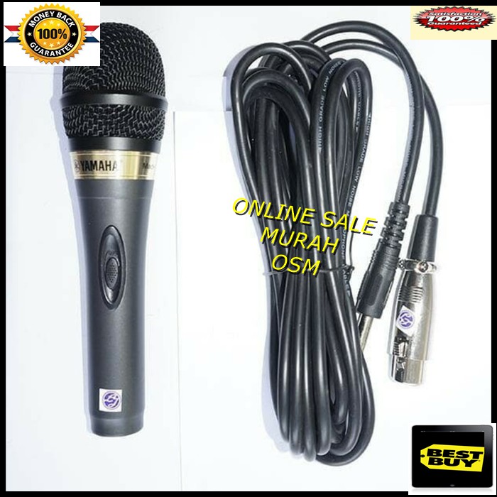 Yamaha legendary Mic kabel Microphone cable karaoke vocal audio sound mik pengeras suara pro profesional vokal mikrophone dynamic legendaris golden gold sing song LHHS  Cocok untuk yang suka karaoke-an. Dengan body mic dari bahan besi dan panjang kabeL 4-