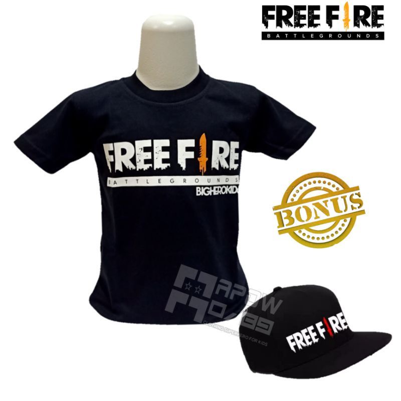 Baju anak karakter Free fire/Paket 2in1/ Baju anak laki-laki Bonus Topi/Usia 2-10thn